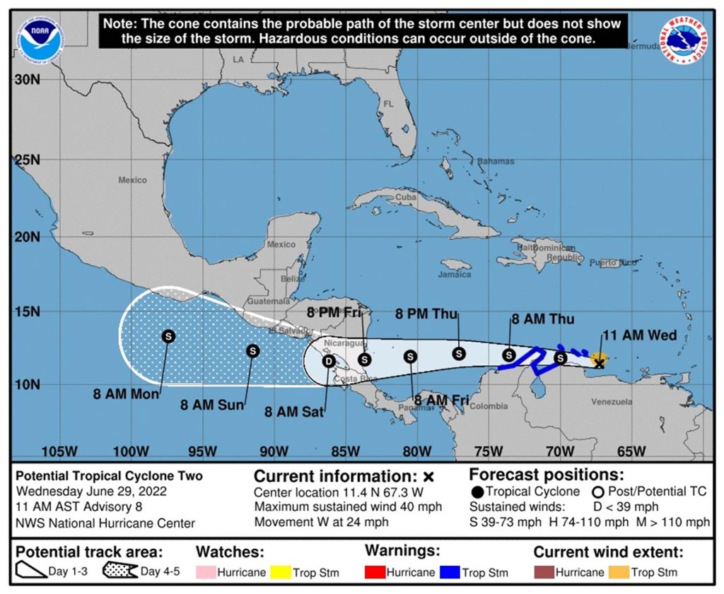 Nicaragua y Costa Rica en alerta ante eventual formación del huracán Bonnie