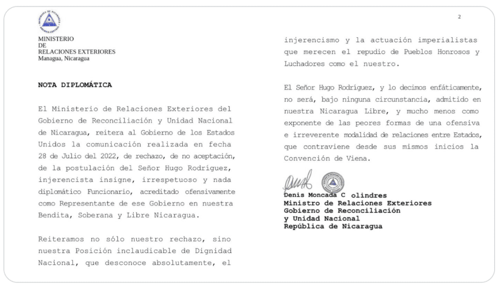 “Hugo Rodríguez no será admitido”: dictadura mantiene cerrada la puerta a embajador de EE.UU.
