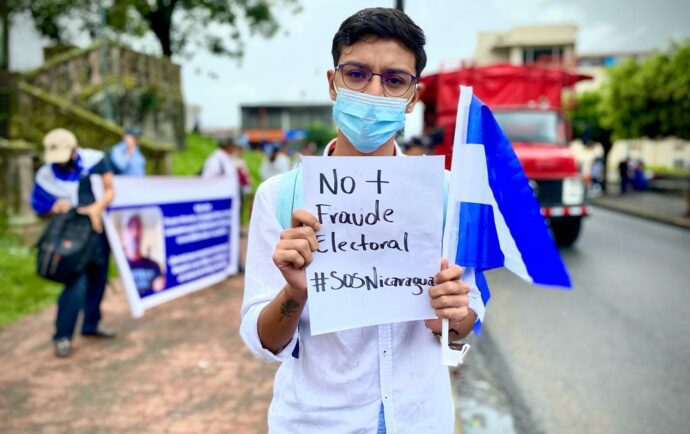 El exilio nica en Costa Rica repudia con manifestaciones la “farsa electoral” de la dictadura de Ortega