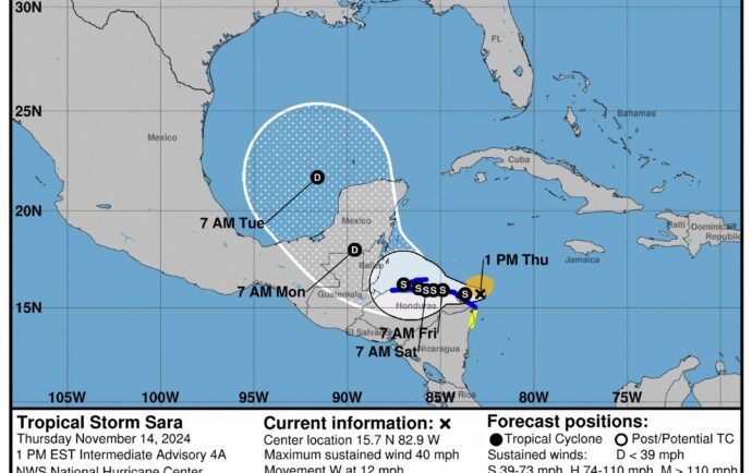 Lluvias de tormenta tropical Sara se intensifican y golpean Honduras, Nicaragua y Costa Rica
