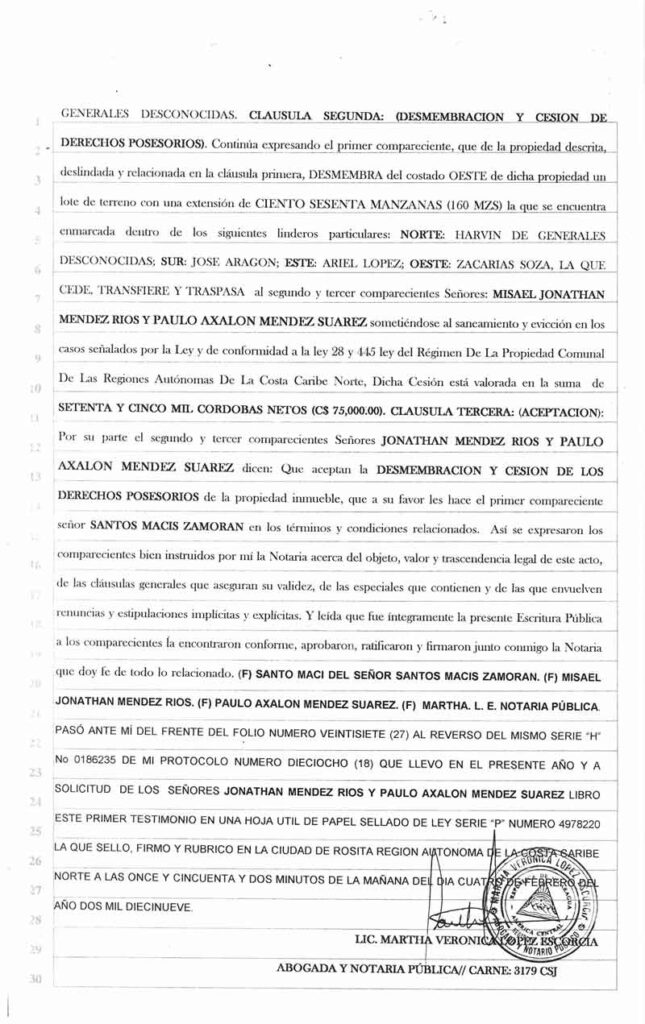 La red de abogados fabricantes de escrituras ilegales para negociar con las tierras indígenas en el Caribe nicaragüense