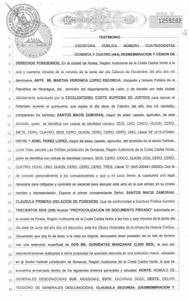 La red de abogados fabricantes de escrituras ilegales para negociar con las tierras indígenas en el Caribe nicaragüense