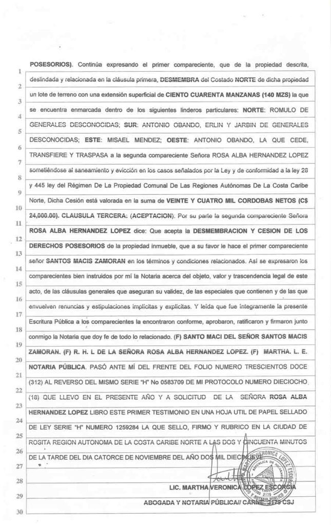 La red de abogados fabricantes de escrituras ilegales para negociar con las tierras indígenas en el Caribe nicaragüense