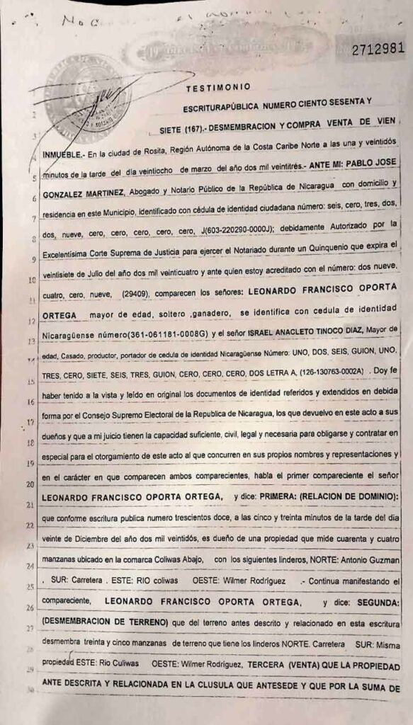 La red de abogados fabricantes de escrituras ilegales para negociar con las tierras indígenas en el Caribe nicaragüense