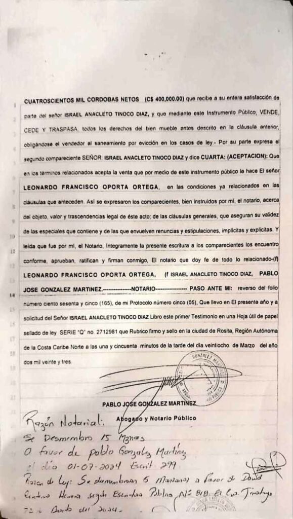 La red de abogados fabricantes de escrituras ilegales para negociar con las tierras indígenas en el Caribe nicaragüense