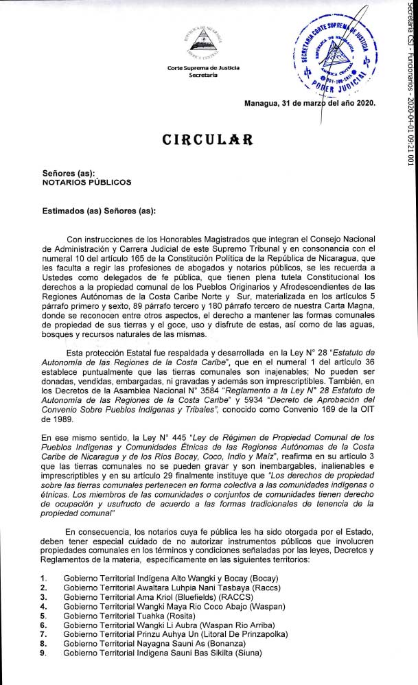 La red de abogados fabricantes de escrituras ilegales para negociar con las tierras indígenas en el Caribe nicaragüense