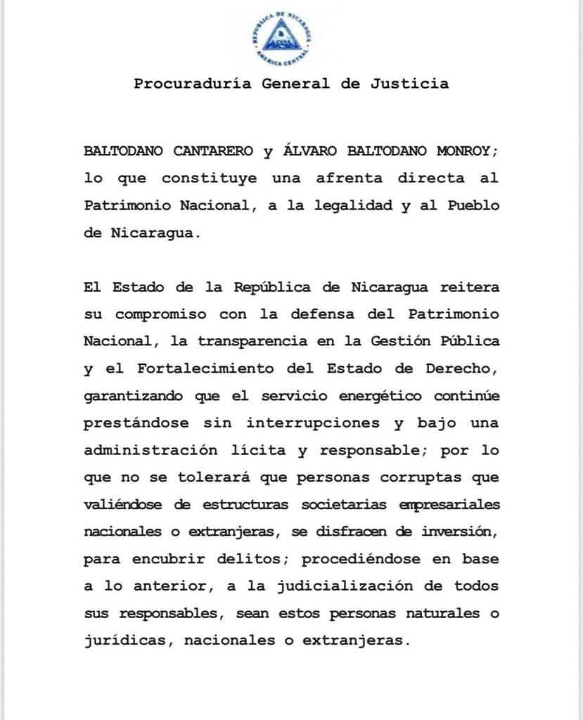 Régimen acusa a Álvaro Baltodano y su hijo de lavado de dinero y evasión fiscal para justificar confiscación