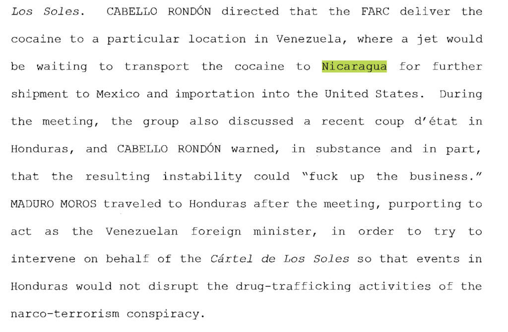 Nicaragua mencionada en los antecedentes del caso del Cartel de los Soles, pero no en la acusación vigente contra Maduro en Nueva York