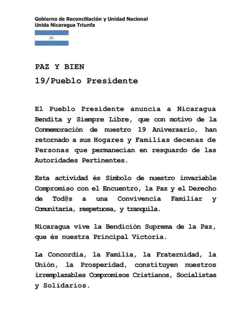 Ortega y Murillo excarcelan a al menos 30 presos políticos tras presión pública de la embajada de Estados Unidos