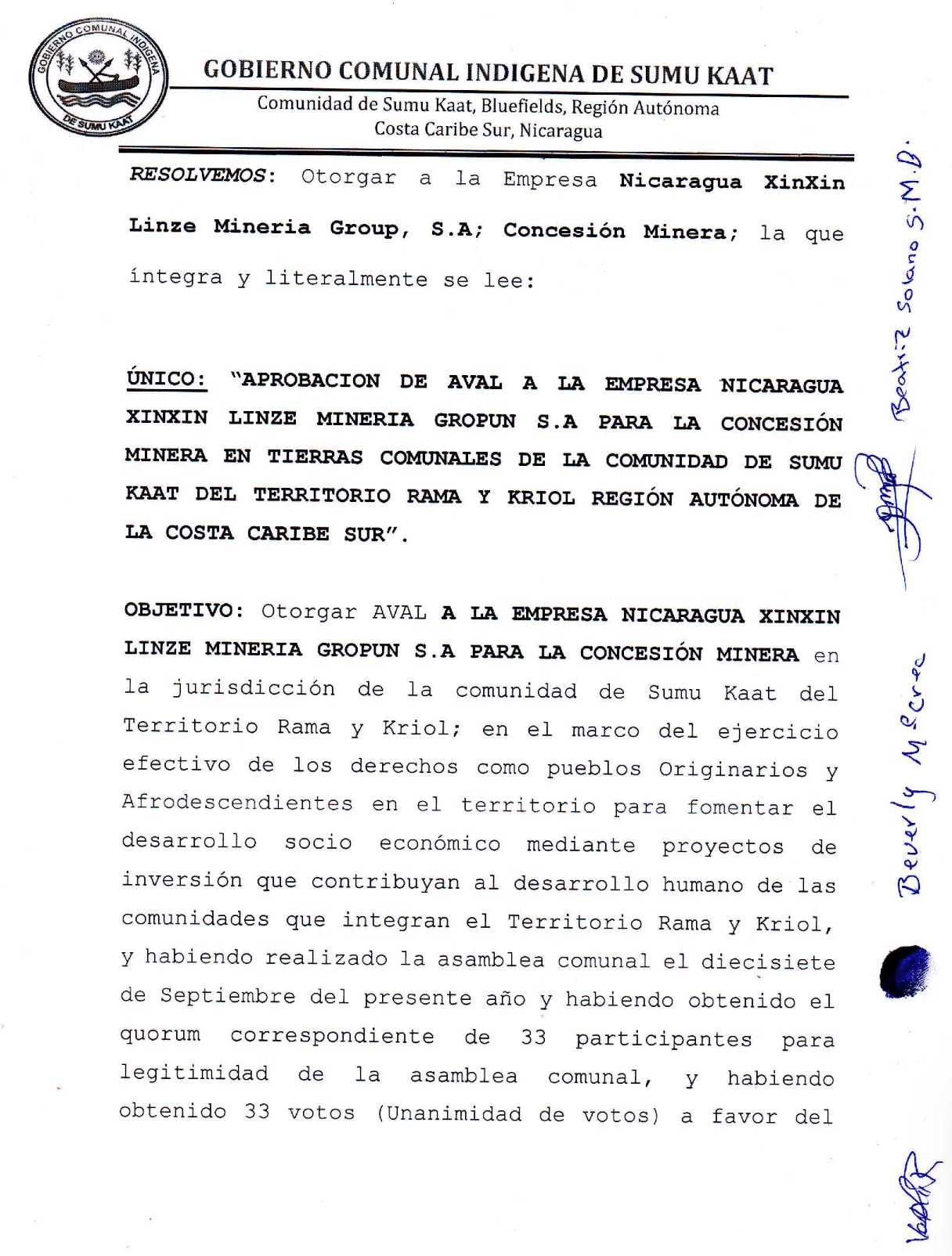 Consultas exprés blindan el avance minero chino sobre territorios indígenas de Nicaragua